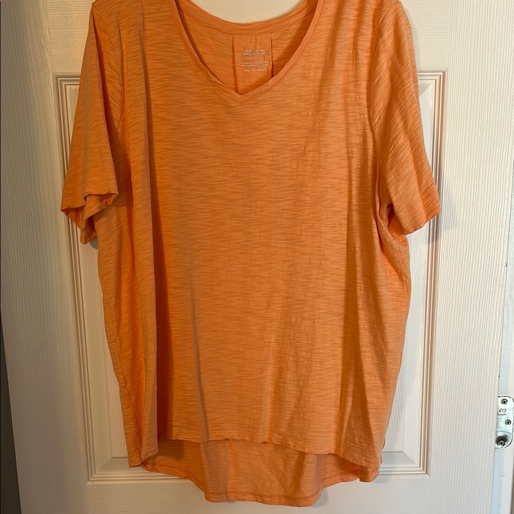 Chicos Orange V-Neck T-Shirt